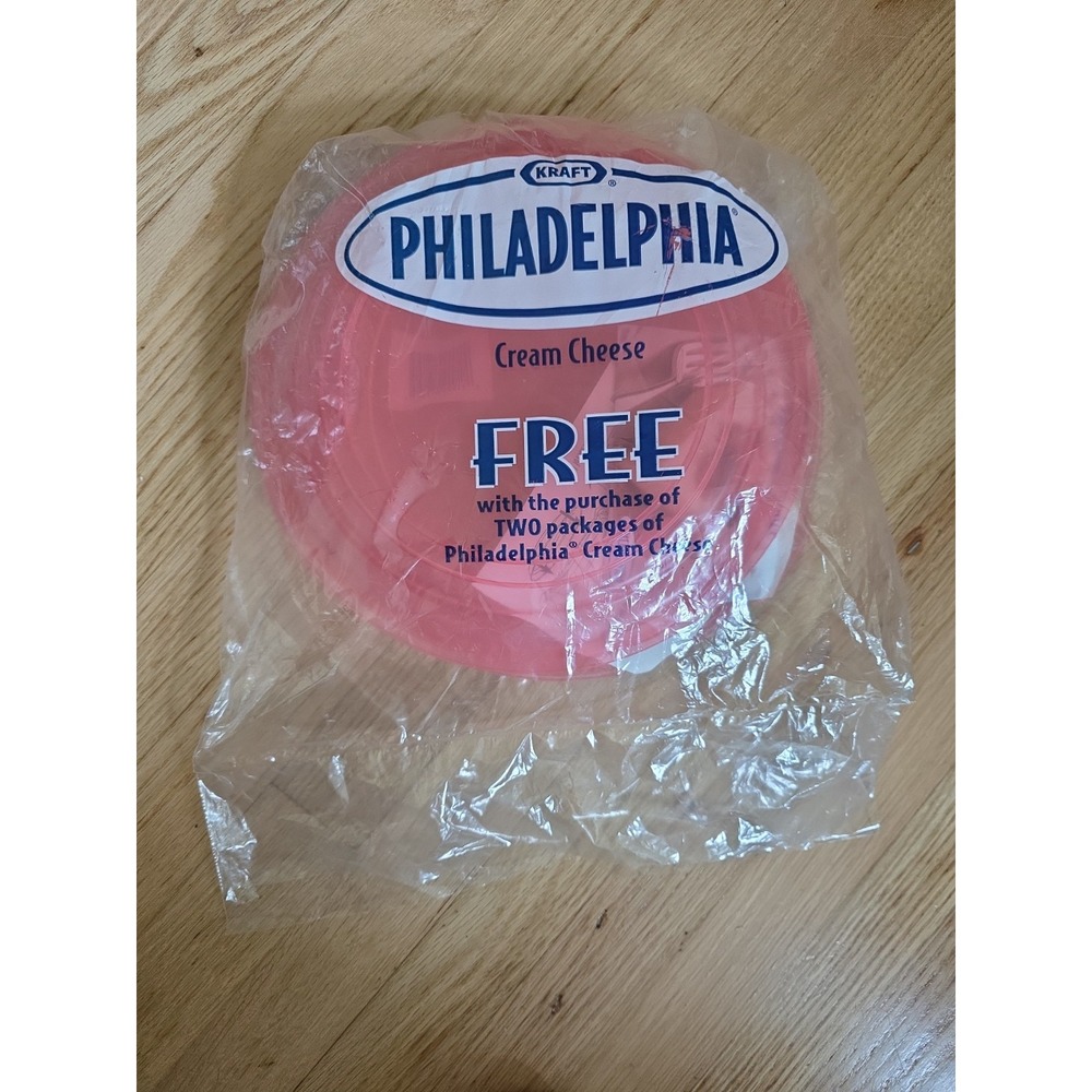 Kraft Philadelphia Cream Cheese Cheesecake Pie Plate Saver Pink Plastic 2 Pc NOS